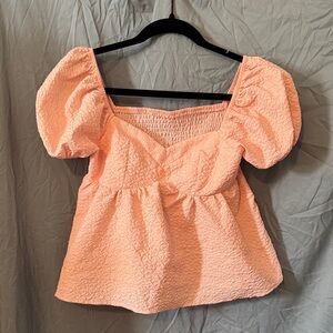 SHEIN Peach Puff Sleeve Blouse